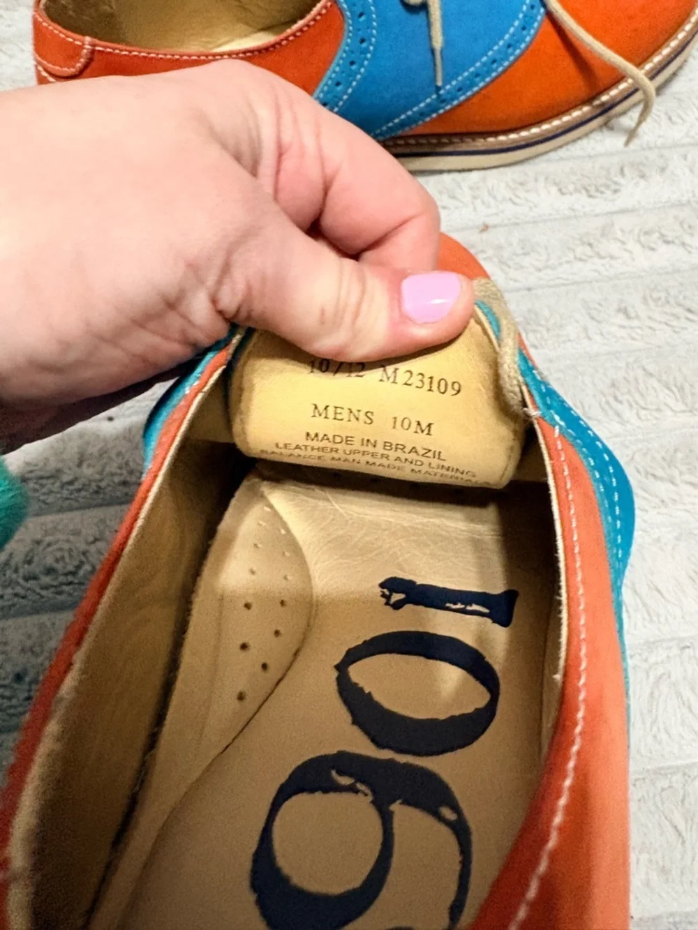 1901 Nordstrom Men’s 10 Oxford Dress Shoes Orange Blue Leather Colorblock